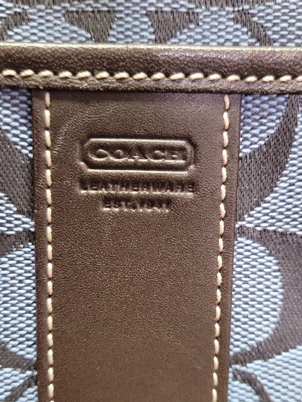 Coach Blue Signature Crossbody Messenger with Brown Trim - Picture 2 of 9